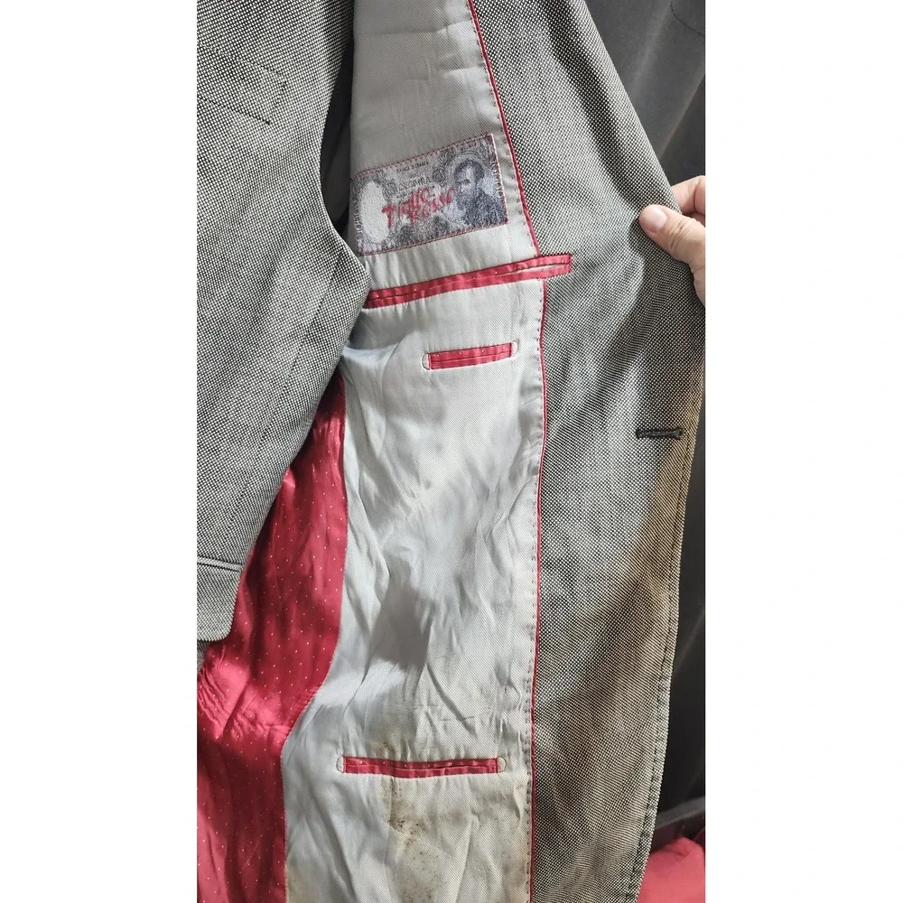 Tiglio Rosso Suit Jacket Vest Mens 46 Gray‎ Super 150s Wool Made Italy Formal